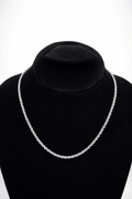 Classic silver rope chain necklace - Pakistani women's timeless jewelry with twisted rope pattern and polished silver finish front view