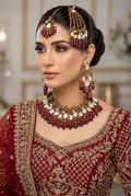 JW850 - Ruby Red & Pearl Bridal Jewellery Set for Pakistani Weddings