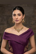 JW295 - Amethyst Pearl Gold-Tone Statement Necklace Set for Women
