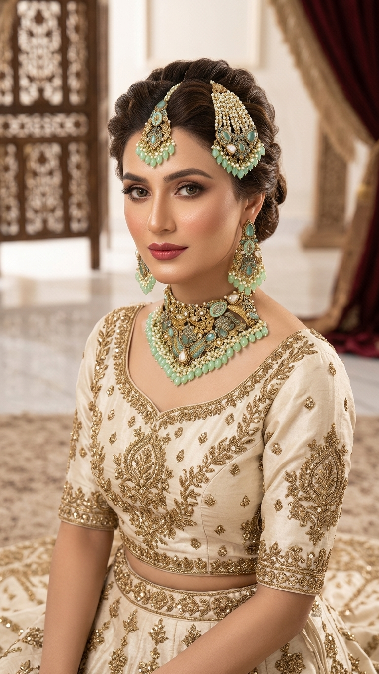 JW690 - Mint Pearl Statement Jewelry Set for Women's Elegant Fashion