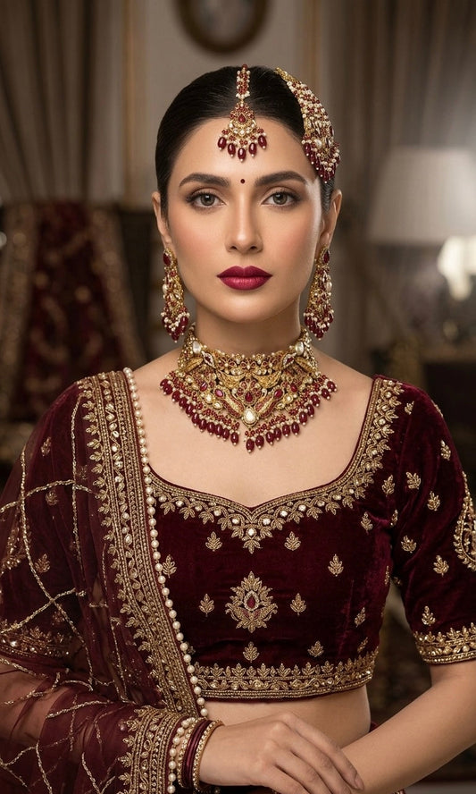 JW690 - Ruby Pearl Statement Choker Set for Elegant Pakistani Women