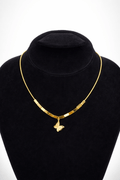 Golden butterfly bar necklace - Pakistani women's elegant jewelry with butterfly charm and geometric gold tone bar detailing front view
