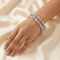 Diamond style silver elegant bangle - Pakistani women's luxury formal jewelry with brilliant open link structure front view